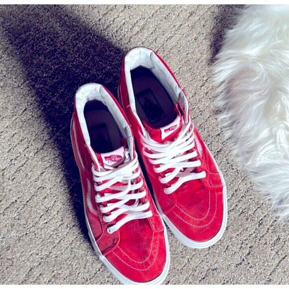 Vans Authentic Red Custom Dip distressed hi-tops 9.5 men 10.5 woman main image 10